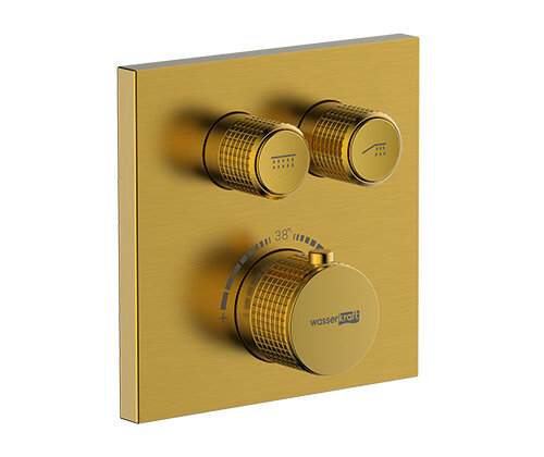 Смеситель для ванны и душа встраиваемый Wasserkraft Aisch 5548 Thermo золото, с термостатом
