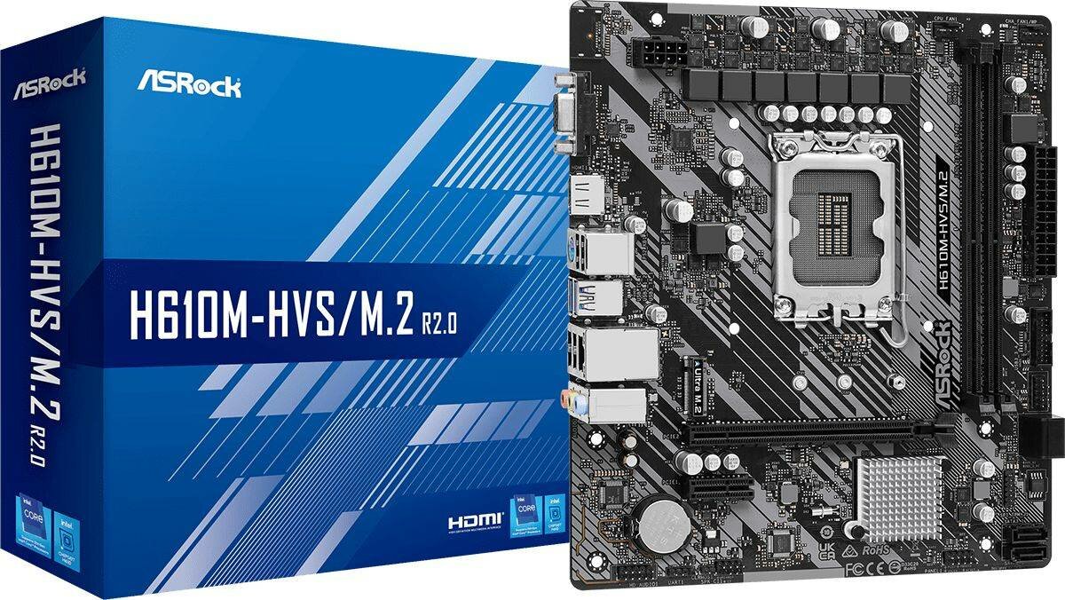 Материнская плата Asrock H610M-HVS/M.2 R2.0, Soc-1700, mATX