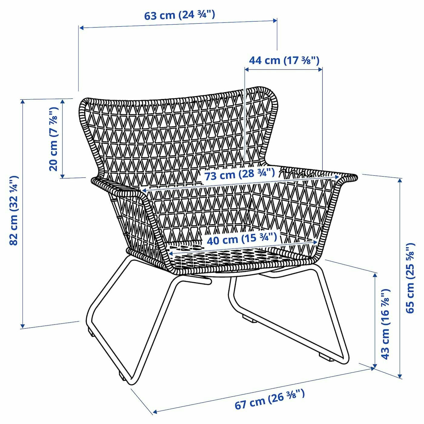 HOGSTEN Стул садовый 202.098.62 с подлокотниками Белый IKEA - фотография № 4