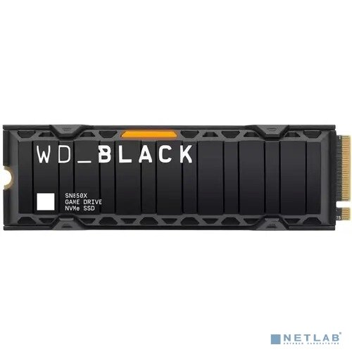 Western Digital накопитель WD SSD Black SN850X, 1.0TB, M.2(22x80mm),WDS100T2XHE NVMe, PCIe 4.0 x4, 3D TLC, R/W 7300/6300MB/s, IOPs 800 000/1 100 000, TBW 600, DWPD 0.3, with Heat Spreader (12 мес.)