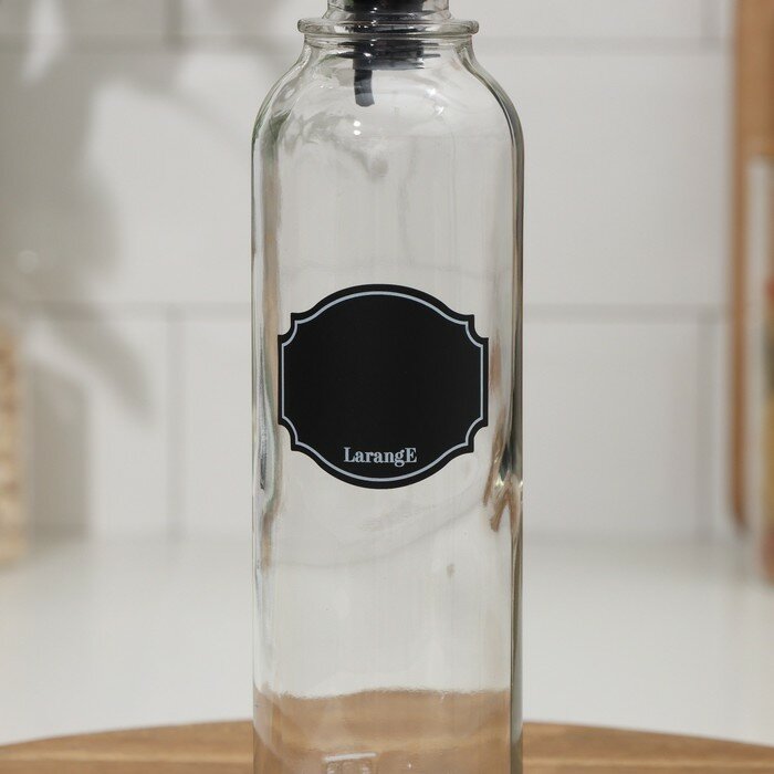 LARANGE Бутылка с пластиковым дозатором для масла и соусов «Меловой дизайн», стеклянная, 330 мл, с мелком для маркировки - фотография № 2