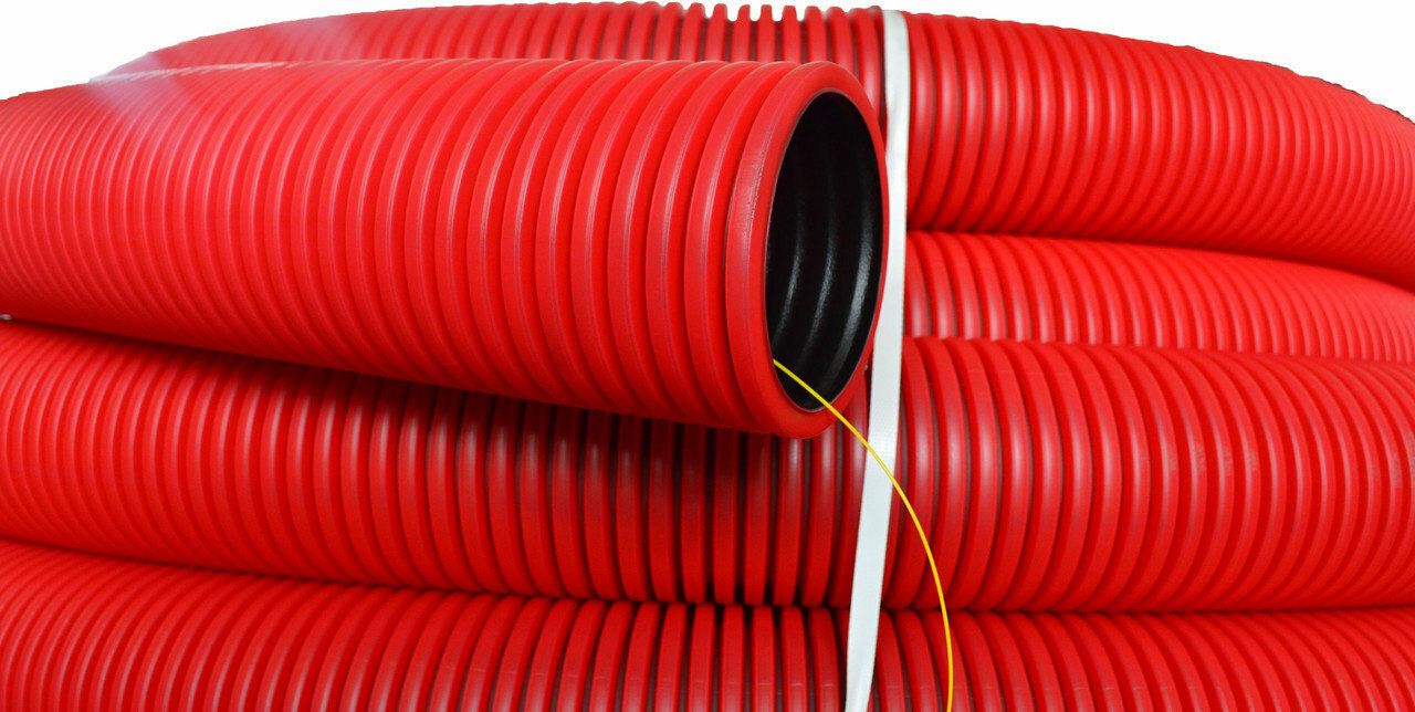 Труба гофрированная ПНД 110 мм, 20 (м) двухслойная SN6, ливневая, дренажная, для кабеля, красная без перфорации - фотография № 5