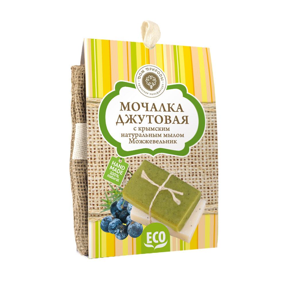 фото Мочалка джутовая с крымским мылом Можжевельник | Дом Природы