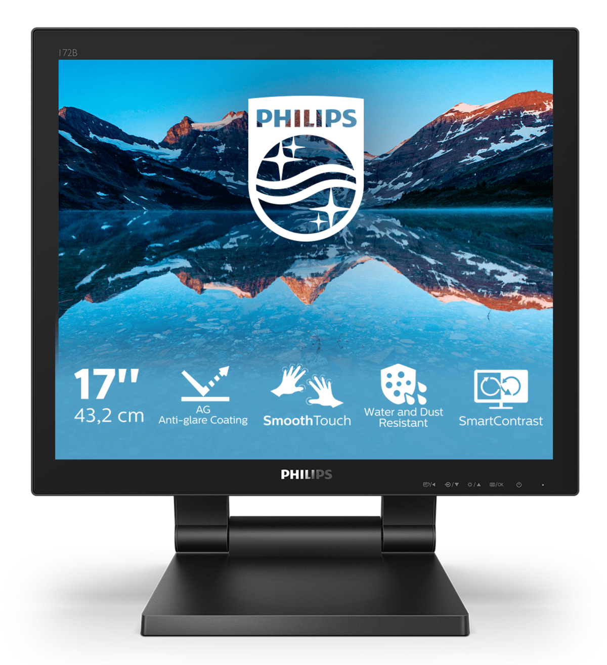 Philips Монитор LCD 17'' [5:4] 1280х1024(SXGA) TN, nonGLARE, 250cd/m2, H170°/V160°, 1000:1, 50M:1, 16.7M, 1ms, VGA, DVI, Tilt, 3Y, Black