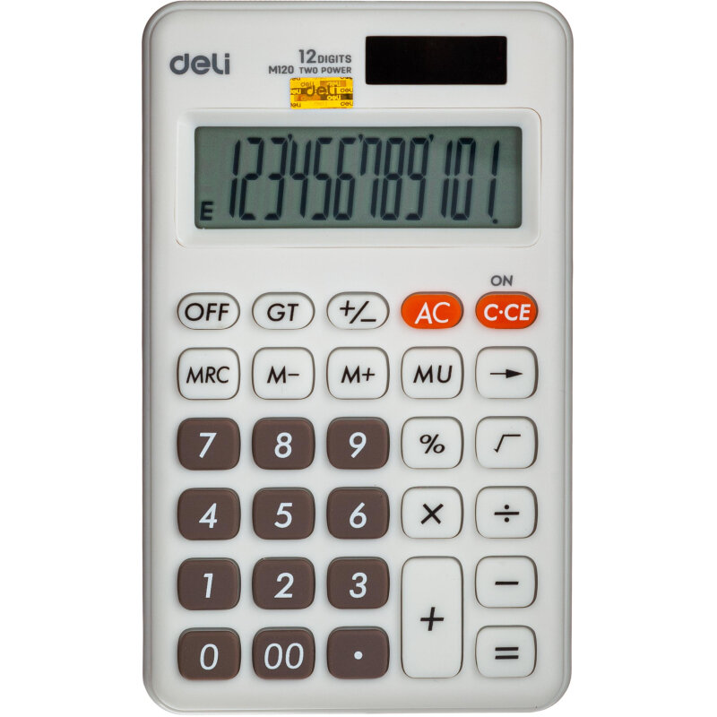 Калькулятор настольн.компакт. Deli EM12012р дв. питание 118x70ммбелый