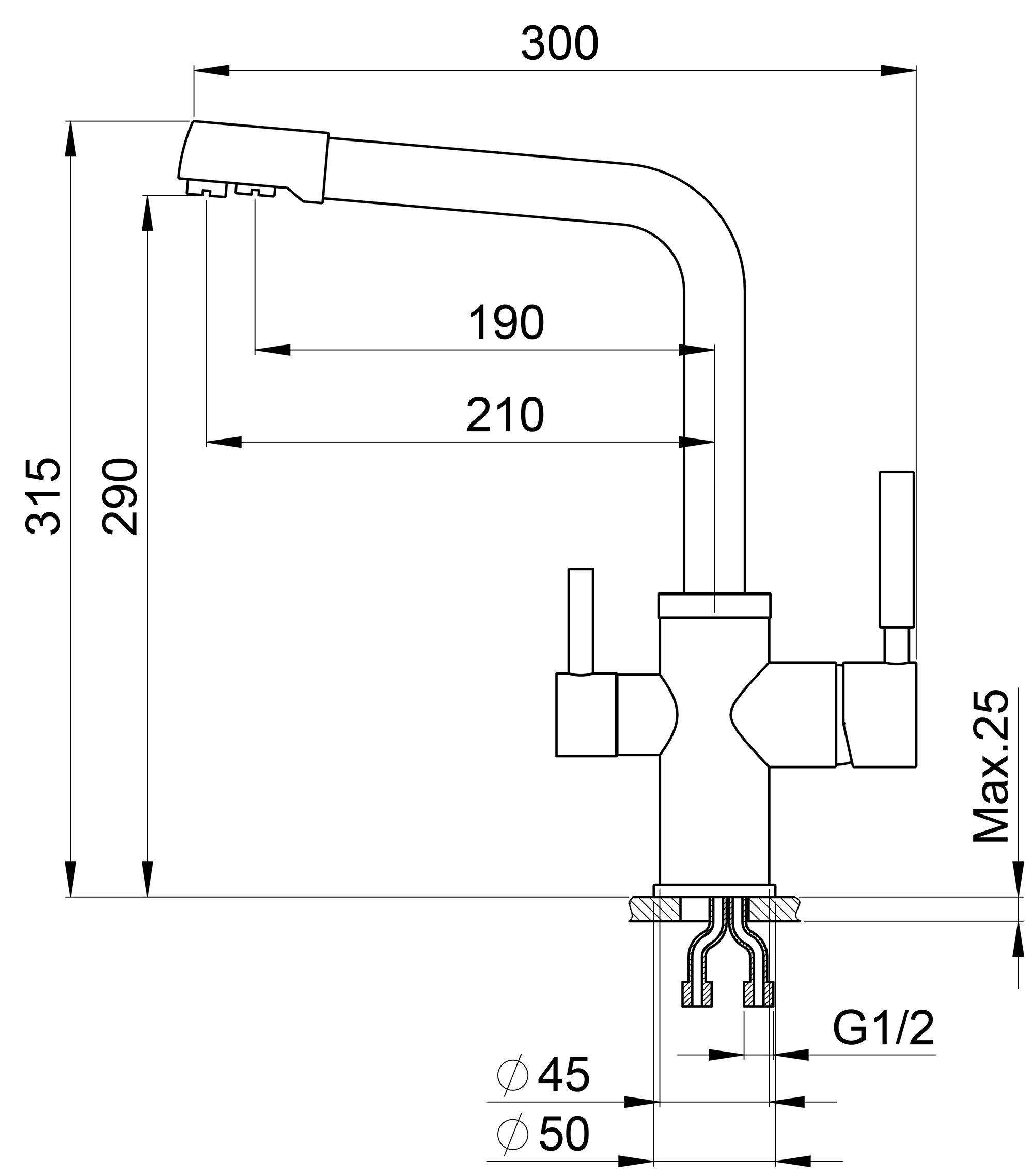Смеситель для кухни Granula GR-3015 арктик, 3015wh