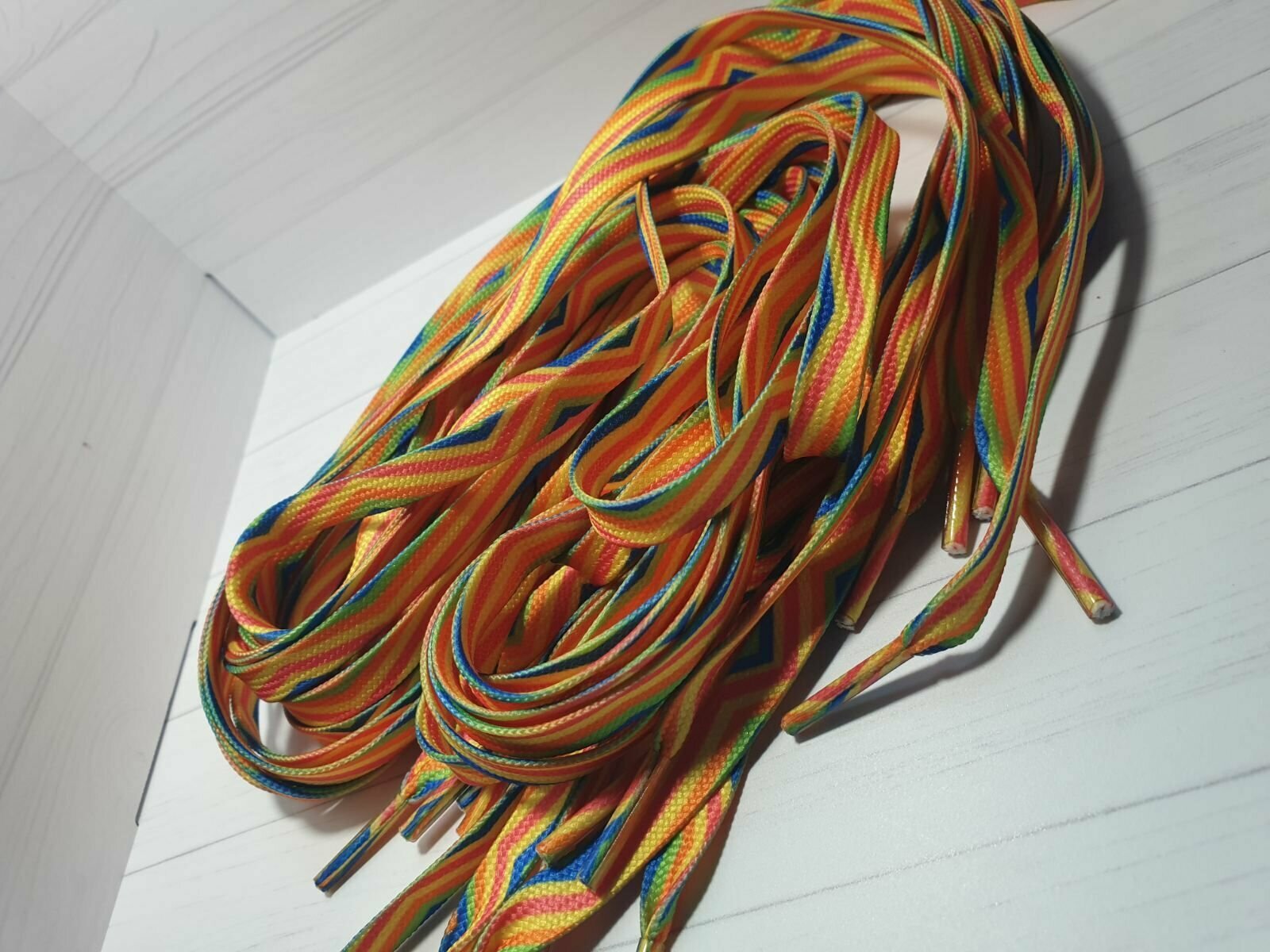 Шнурки "геометрия цветная" Длина 130см 2шт - фотография № 9