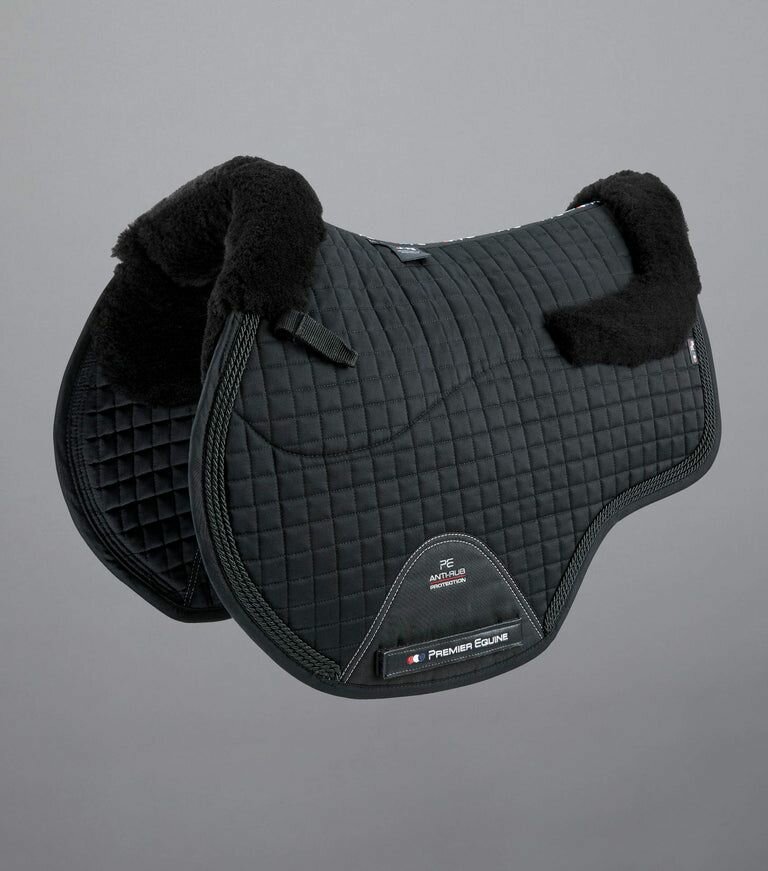 Вальтрап для лошади из мериносовой шерсти European Saddle Pad - GP/Jump Square (черный) - фотография № 1