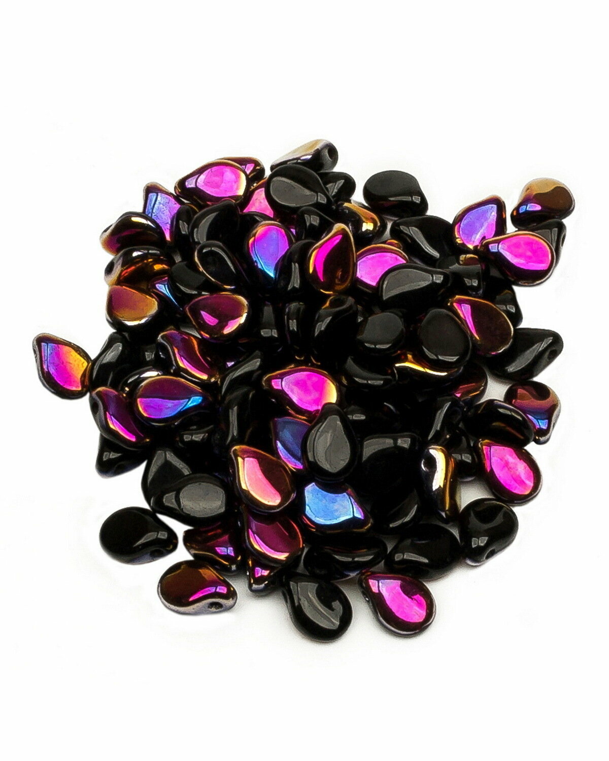 Стеклянные чешские бусины Pip Beads 5х7 мм цвет Jet Sliperit 100 шт.