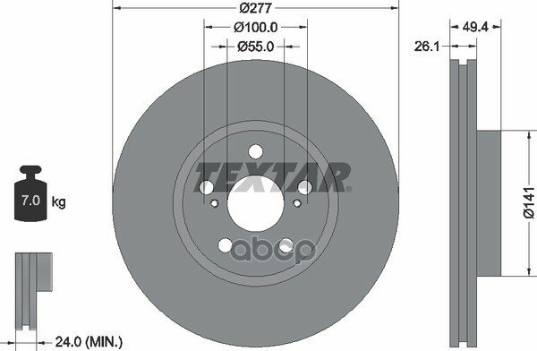 [92135503] Textar Диск Тормозной Передний Textar арт. 92135503