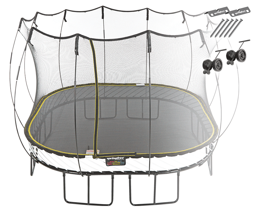 Батут SPRINGFREE квадратный S113 AW с фиксаторами и колесиками