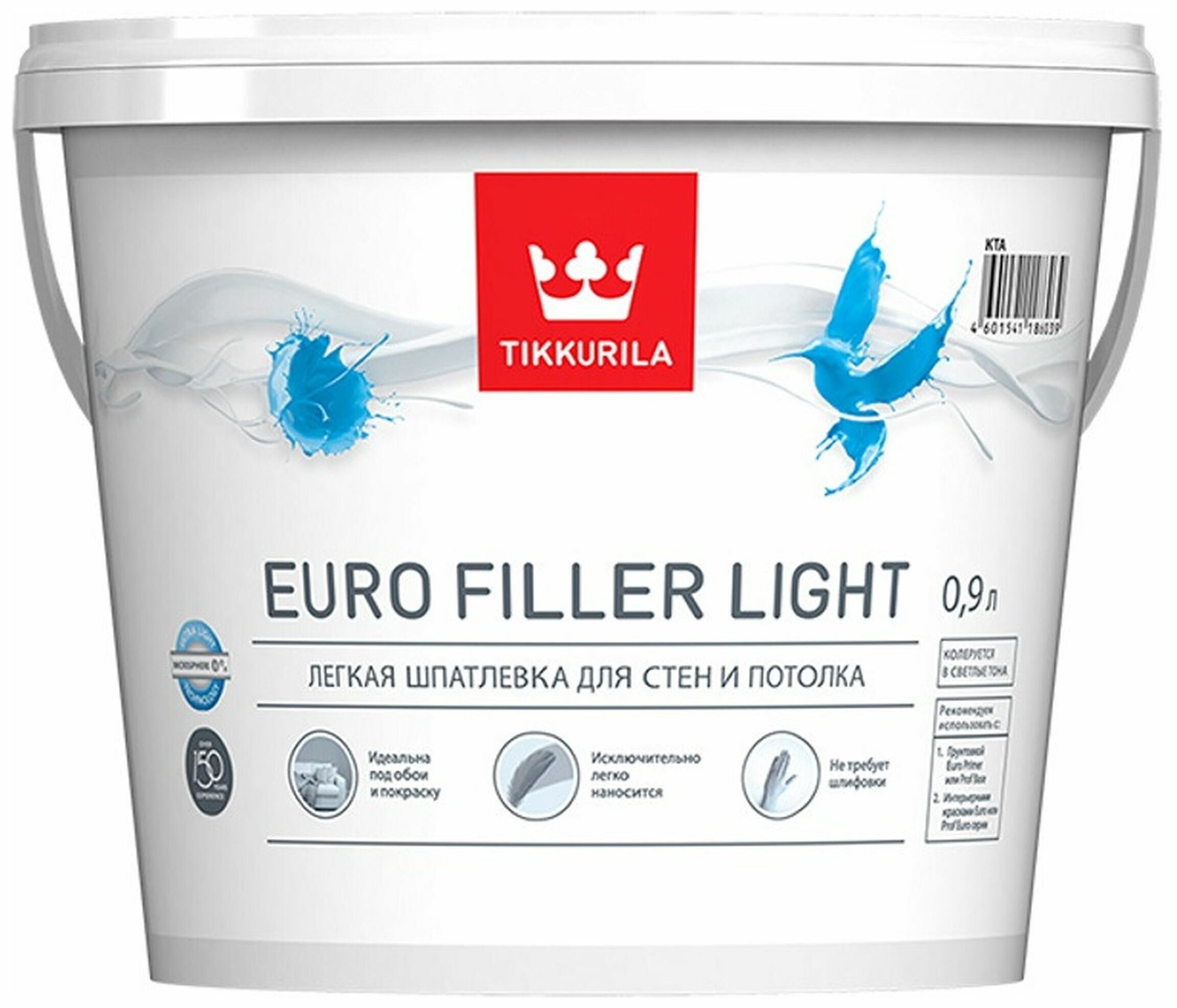 Шпатлевка финишная акриловая Tikkurila Euro Filler Light белая 0,9л
