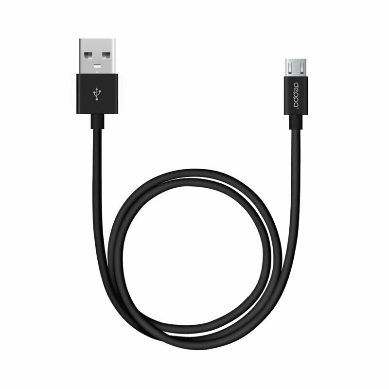 Кабель Deppa USB-microUSB, 1.2м, черный, 1665471