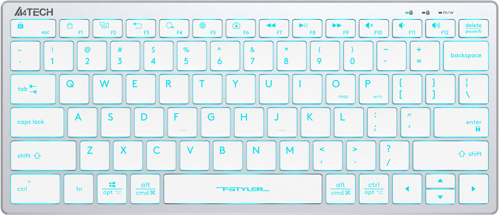 Клавиатура A4Tech Fstyler FX61, русские и английские буквы, белый (fx61 white)