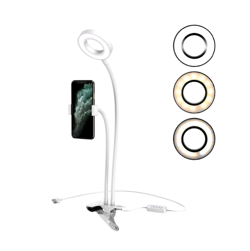 фото Селфи кольцо / Кольцевая лампа / Кольцевая лампа со штативом 8.5см 360° белая