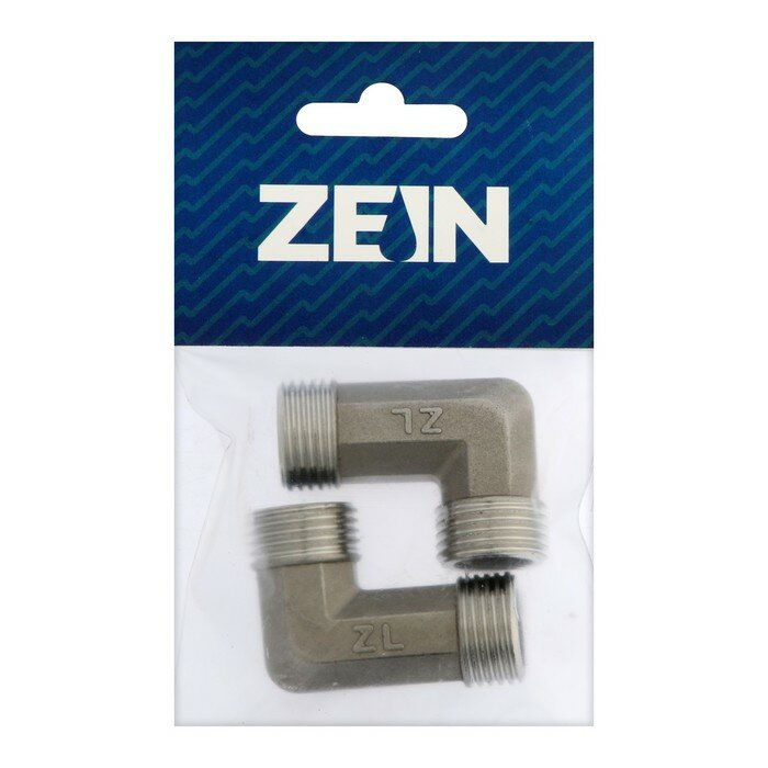 Уголок ZEIN engr, 1/2", наружная резьба, нержавеющая сталь (2 шт) - фотография № 3