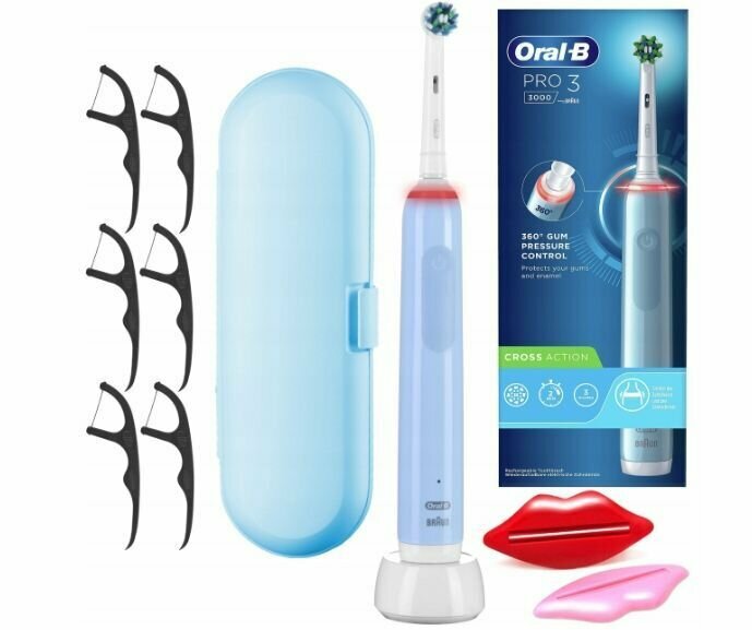 Электрическая зубная щетка Oral B Pro 3 3000 Cross Action с футляром и аксессуарами - фотография № 1