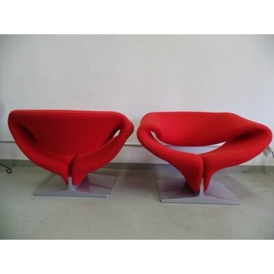 Кресло с оттоманкой в стиле Ribbon Chair by Pierre Paulin (красный, только кресло) - фотография № 1