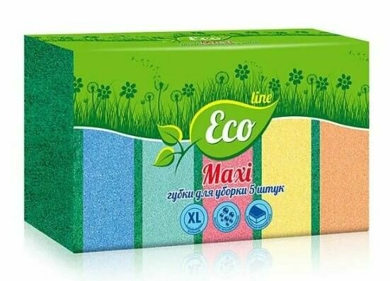 Губки для мытья посуды Русалочка Eco Line Maxi 5 шт, 50 гр