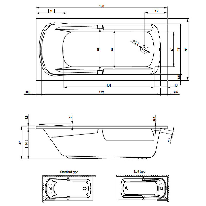 Ванна акриловая Riho Future XL BC3200500000000, 190х90 см. - фото №5