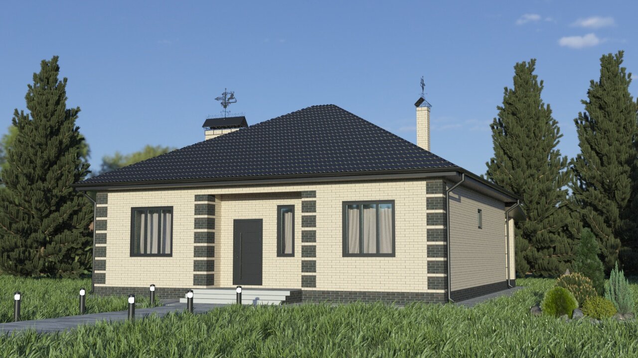 Проект дома SD-proekt (142.55 м2, 12,21*13,93 м, газобетон 300 мм, утеплитель 50 мм, облицовочный кирпич) - фотография № 2