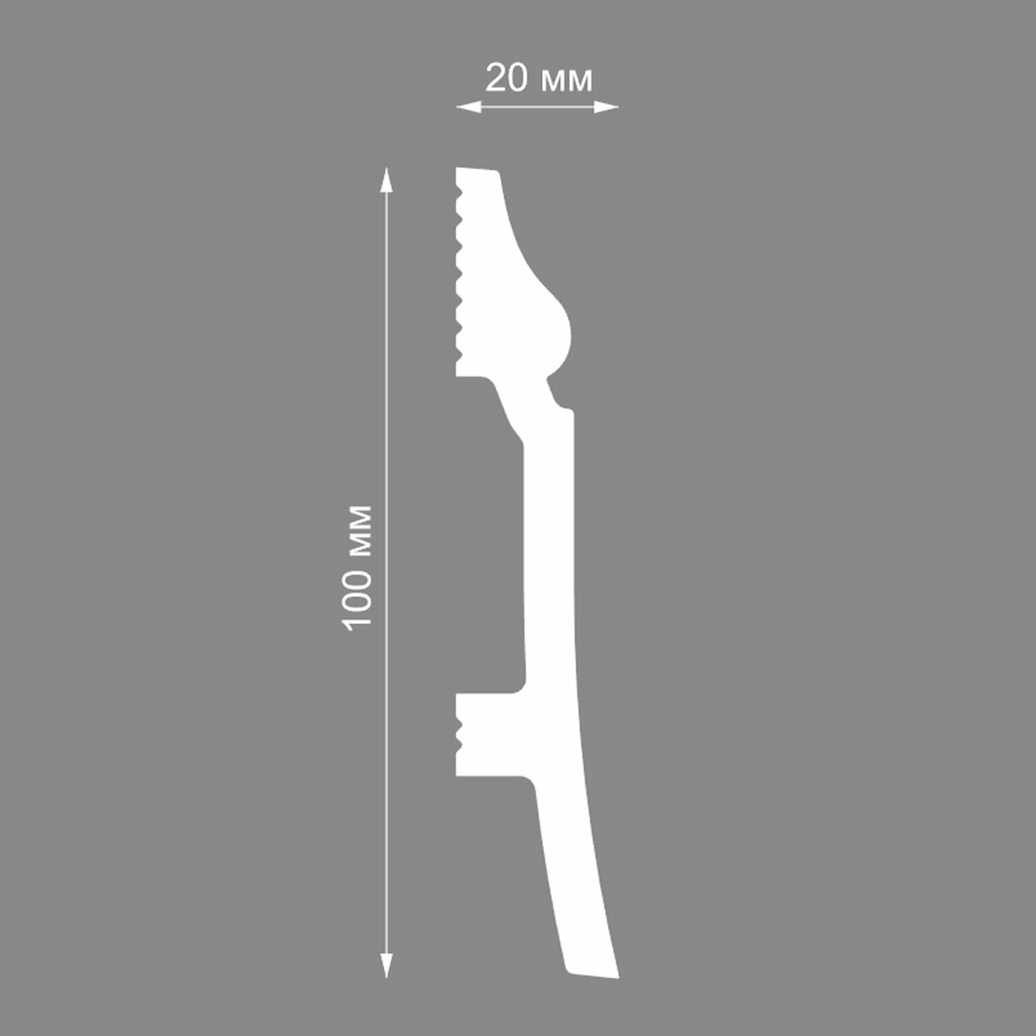 Плинтус напольный ударопрочный высота 100 мм, длина 2 м Без бренда - фото №2