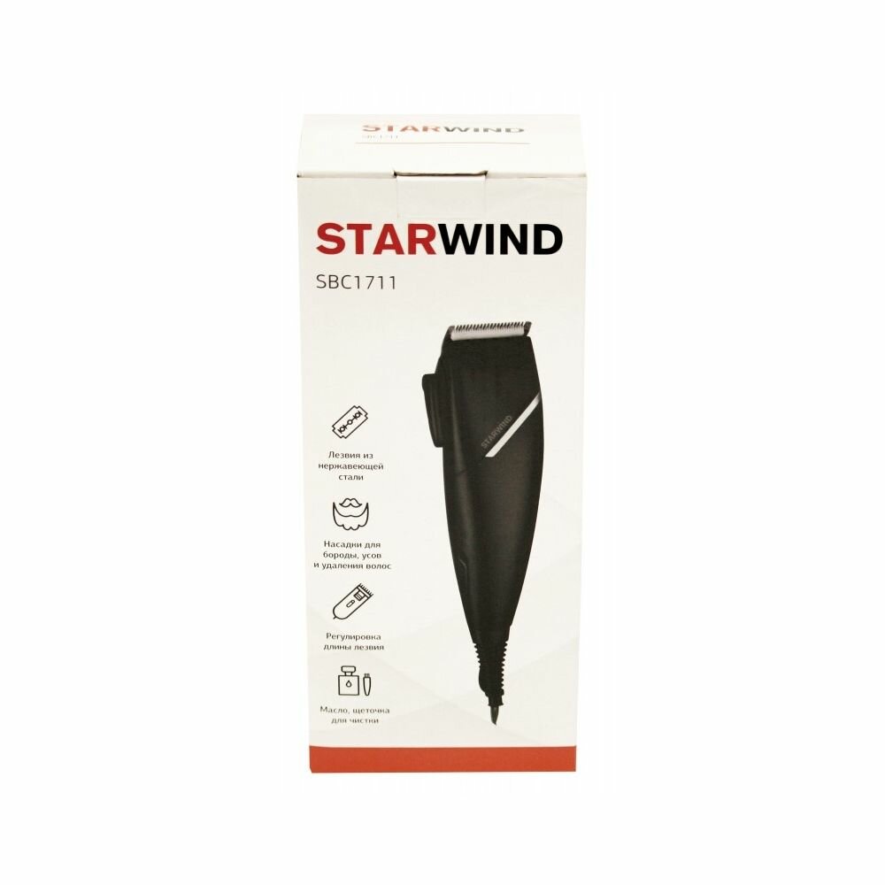 Машинка для стрижки волос Starwind SBC1711 чёрный/серебристый - фотография № 7