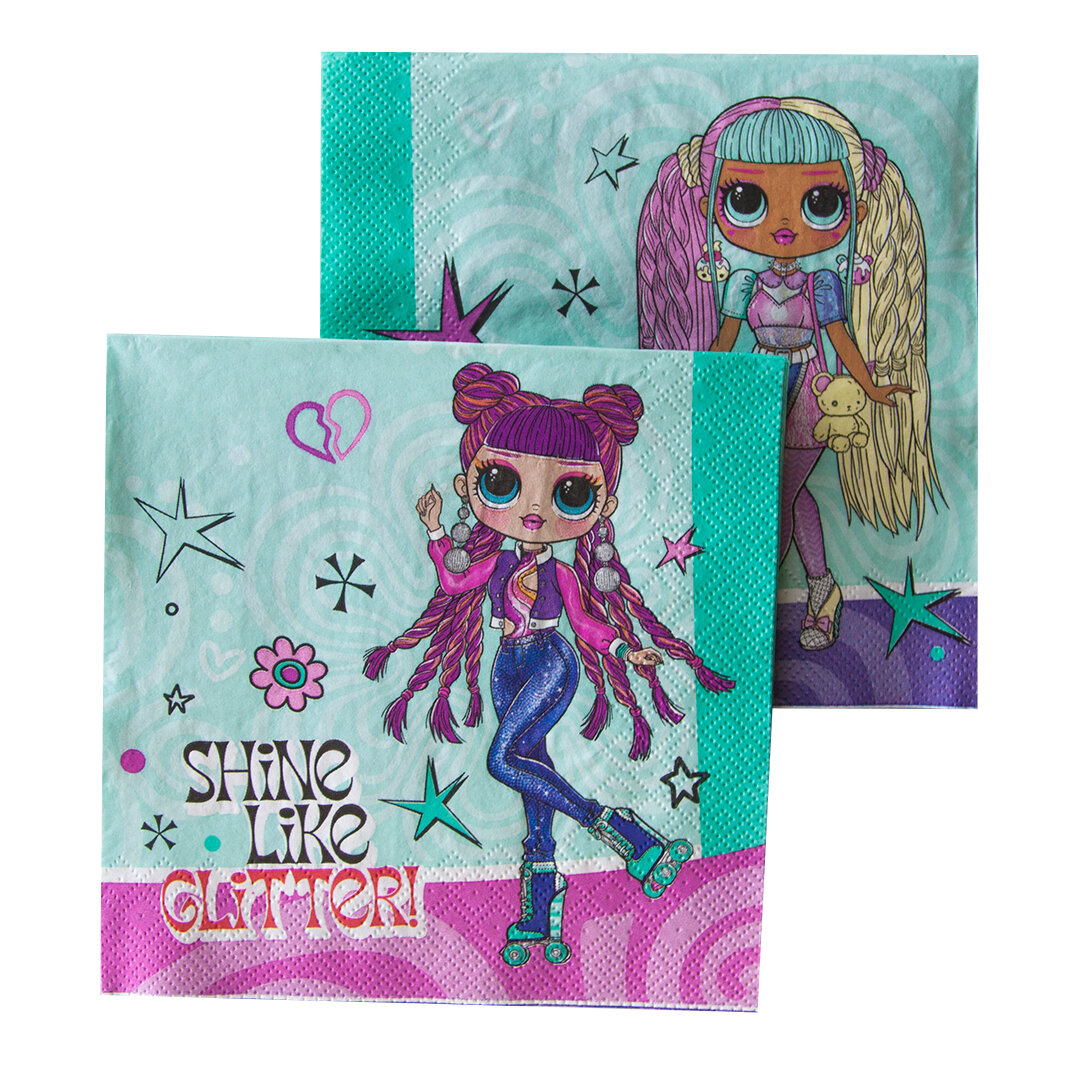 фото Салфетки, Кукла ЛОЛ (LOL), Surprise OMG, 33x33 см, 20 шт.