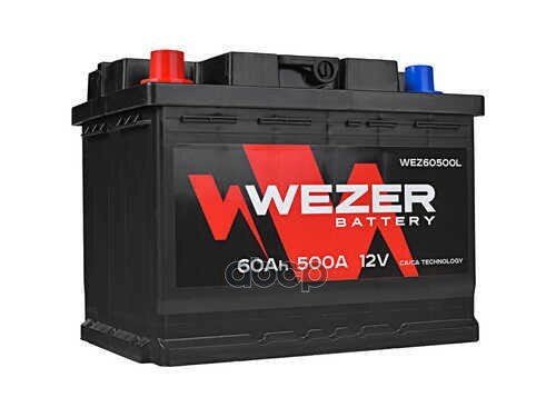 Wez60500l_аккумуляторная Батарея 60ah 500a +Слева 242/175/190 WEZER арт. WEZ60500L