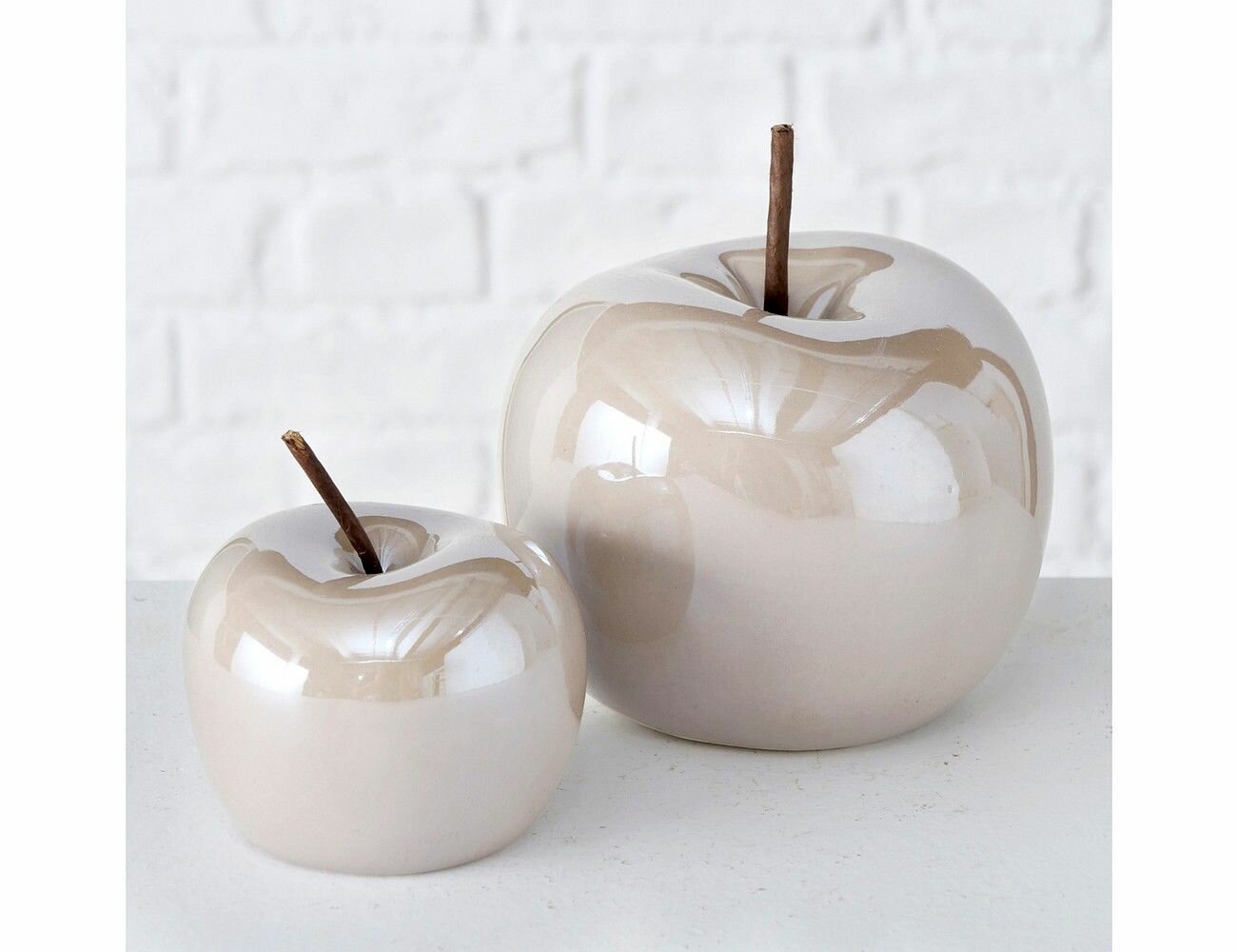 Набор декоративных статуэток фруктовые жемчужины: яблоки латте, керамика, 7-12 см, 2 шт, Boltze 2010480