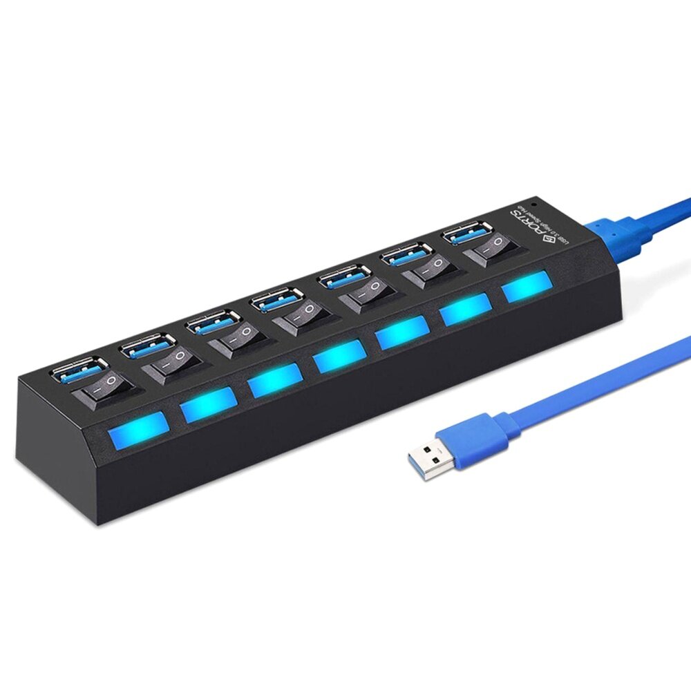 a USB Hub с выключателями, 7 портов, черный, SBHA-7307-B, SmartBuy