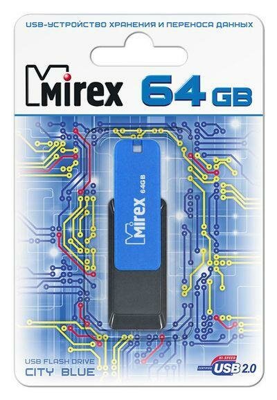 Флешка 64Gb Mirex City USB 2.0 синий черный 13600-FMUCIB64