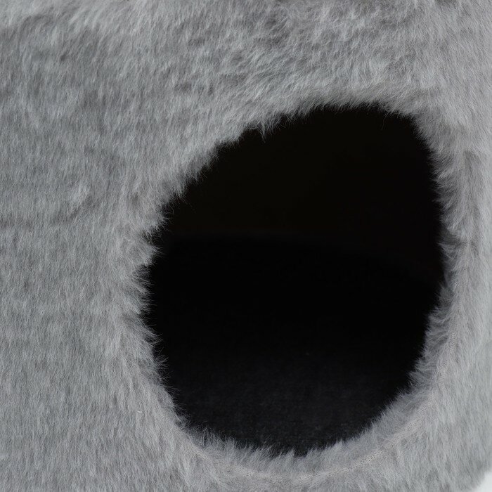 Домик с когтеточкой круглый, джут, 35 х 35 х 64 см. серый - фотография № 4