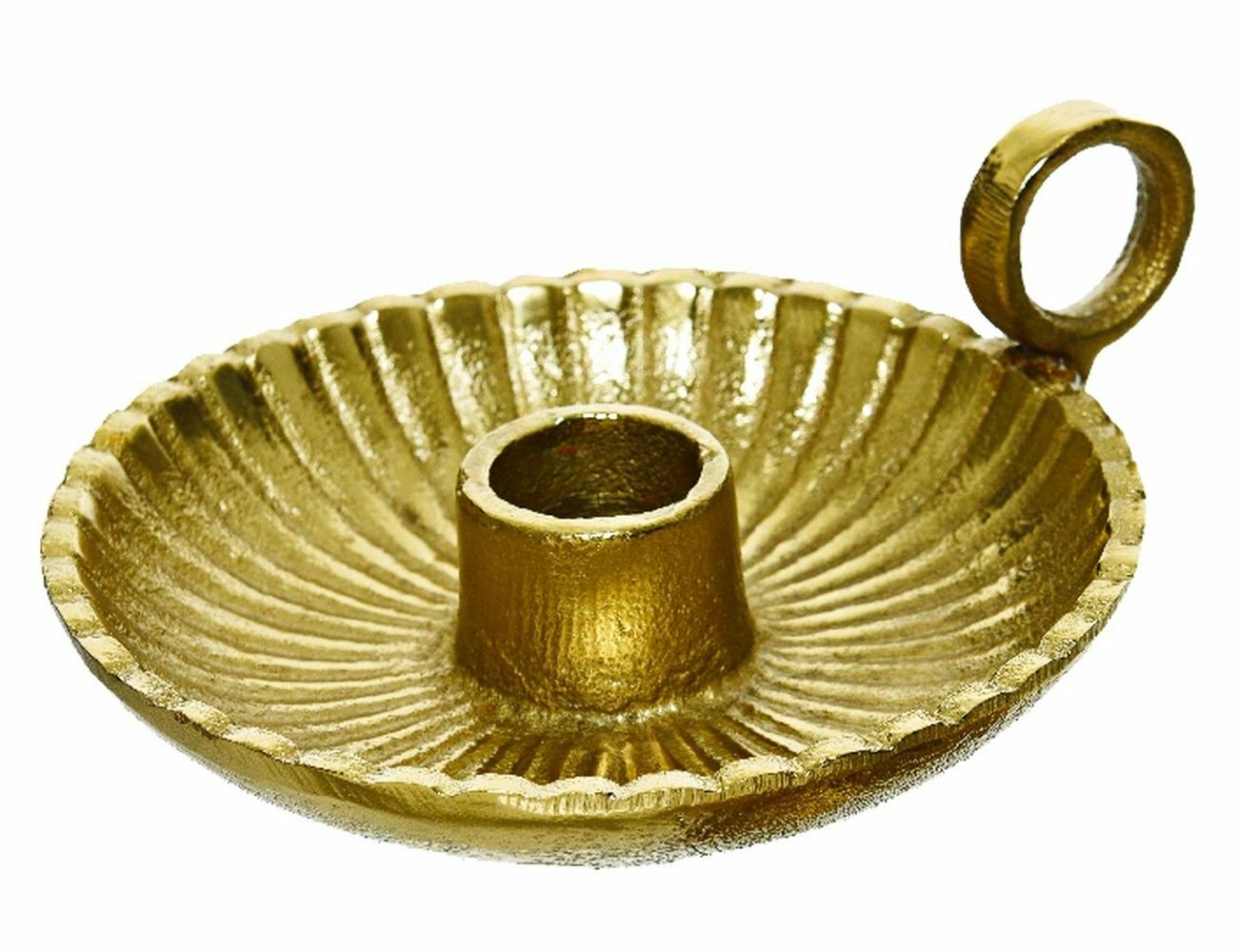 Металлический подсвечник романтичный винтаж, под 1 свечу, золотой, 15х13х6 см, Kaemingk
