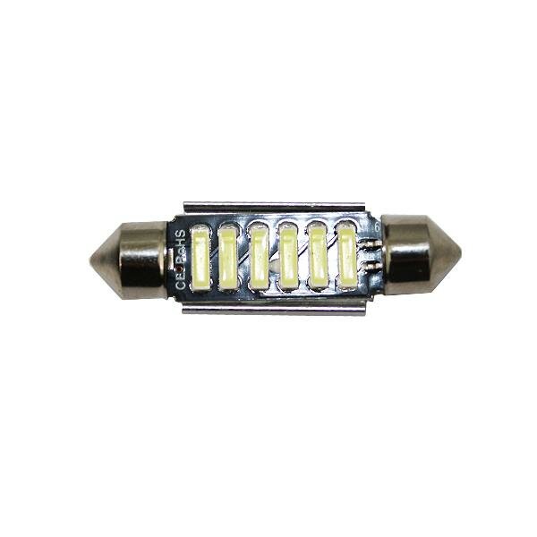 Лампа светодиодная Т11(SV8.5) 12V 6 SMD 39MM салона номерн. знака белый