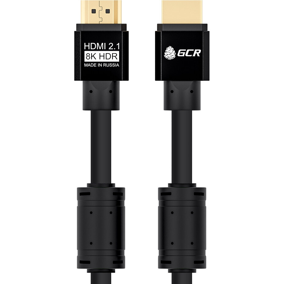 Greenconnect GCR-53658 GCR Кабель 0.5m HDMI 2.1, черный, 8K 60Hz, 4K 144Hz, 0.5m, динамический HDR, 4:4:4, Ultra HD, 48.0 Гбит/с, 3 Х экран, ферритовые фильтры, GCR-53658 GCR-53658