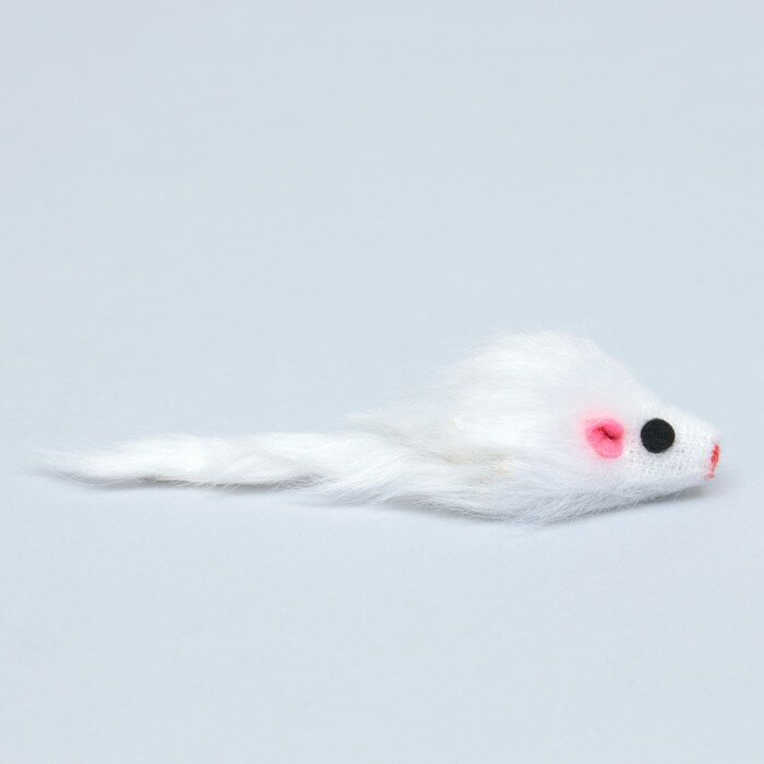 Мышь из искусственного меха, 5 см, белая - фотография № 3
