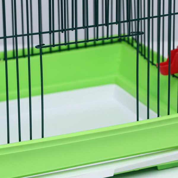 Клетка для птиц большая, полукруглая, с наполнением, 35 x 28 x 45 см, зеленая - фотография № 4