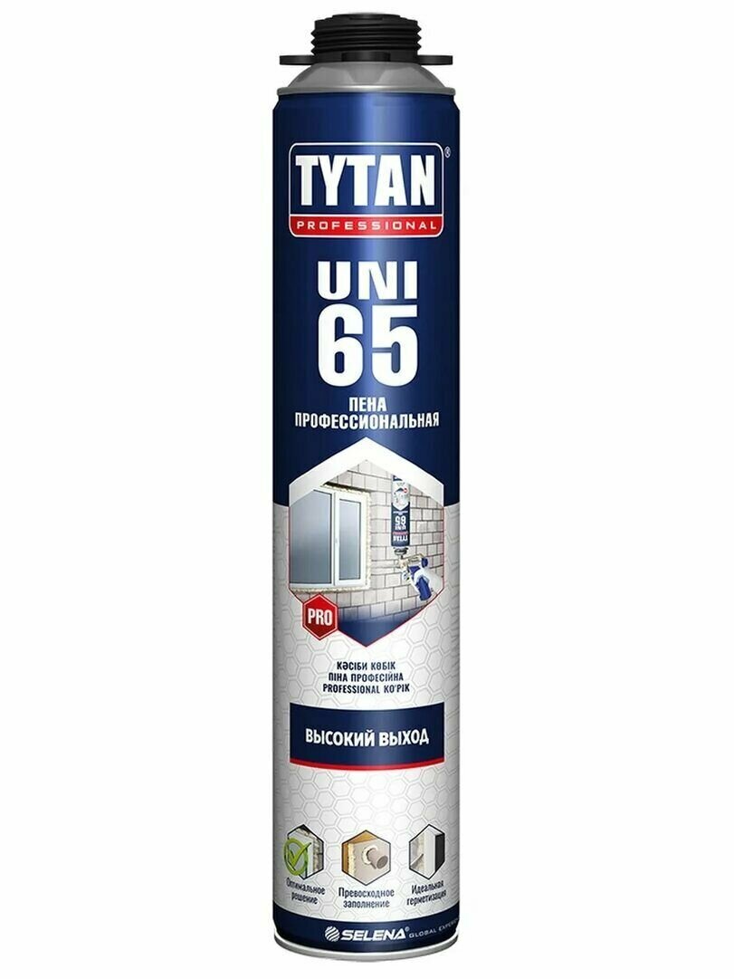 Профессиональная монтажная пена Tytan Professional 65 UNI 750 мл летняя в комплекте 11 шт + Очиститель монтажной пены