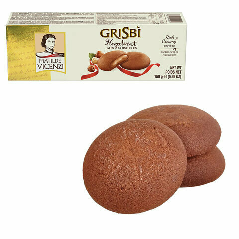 Печенье GRISBI (Гризби) "Hazelnut", комплект 10 шт., с начинкой из орехового крема, 150 г, 13829 - фотография № 1
