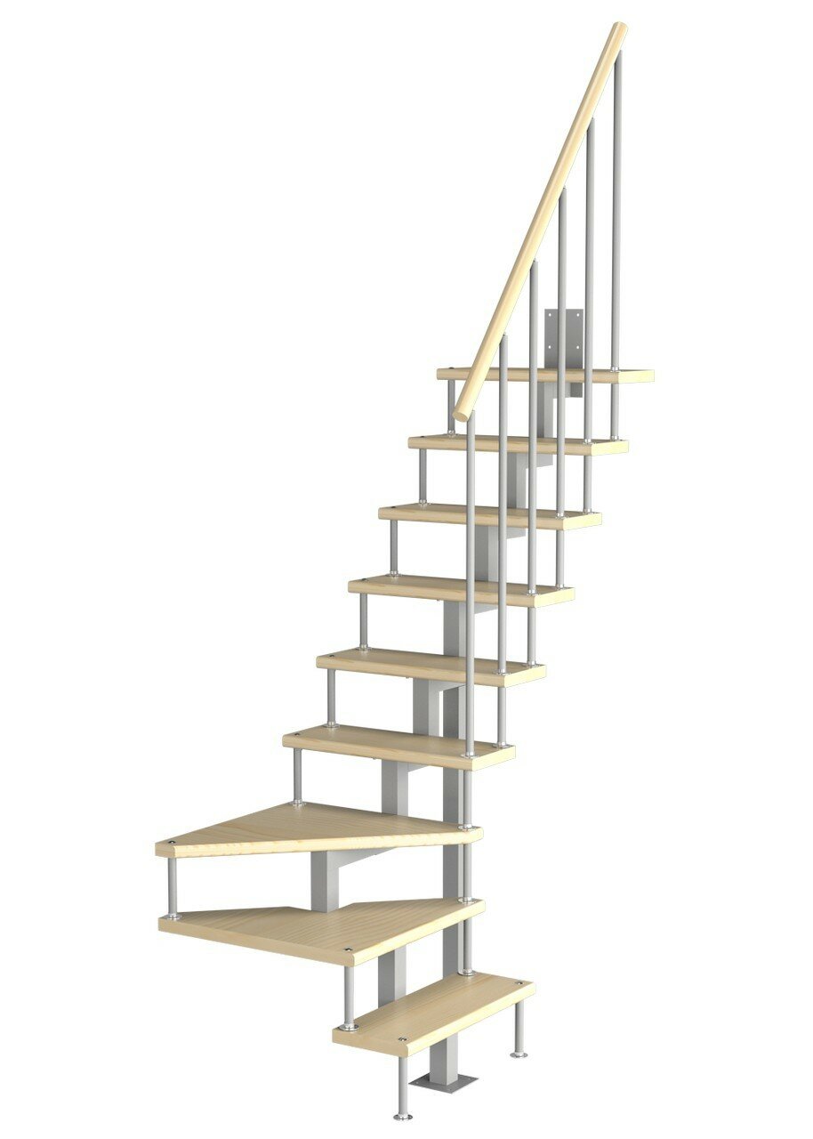 Модульная малогабаритная лестница Компакт (h 2025-2250 Серый Сосна Крашеная)