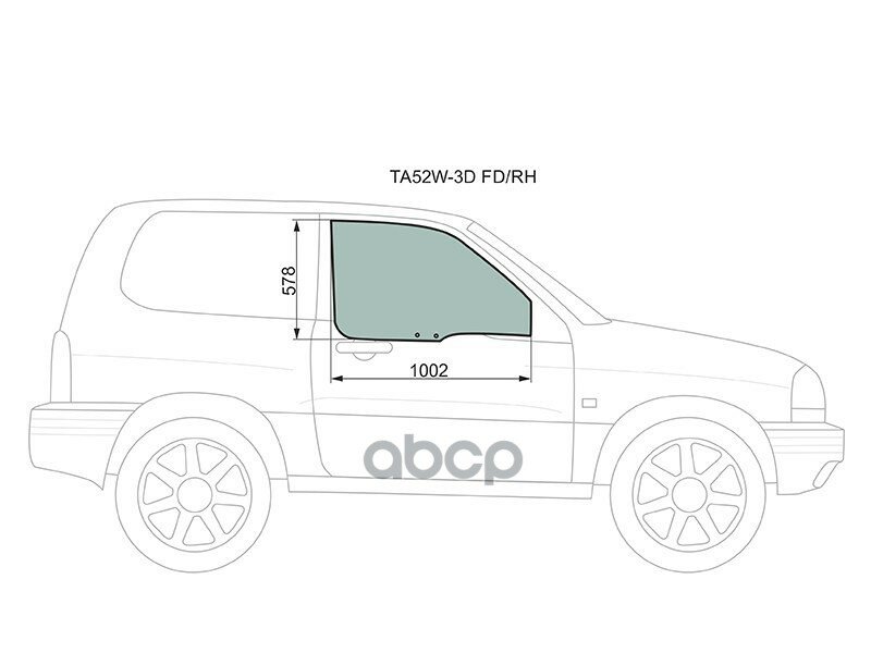 Стекло Боковое Опускное (Спереди/ Справа/ Цвет Зеленый) Suzuki Escudo 97-05 / Grand Vitara 97-05 / C XYG арт. TA52W-3D FD/RH