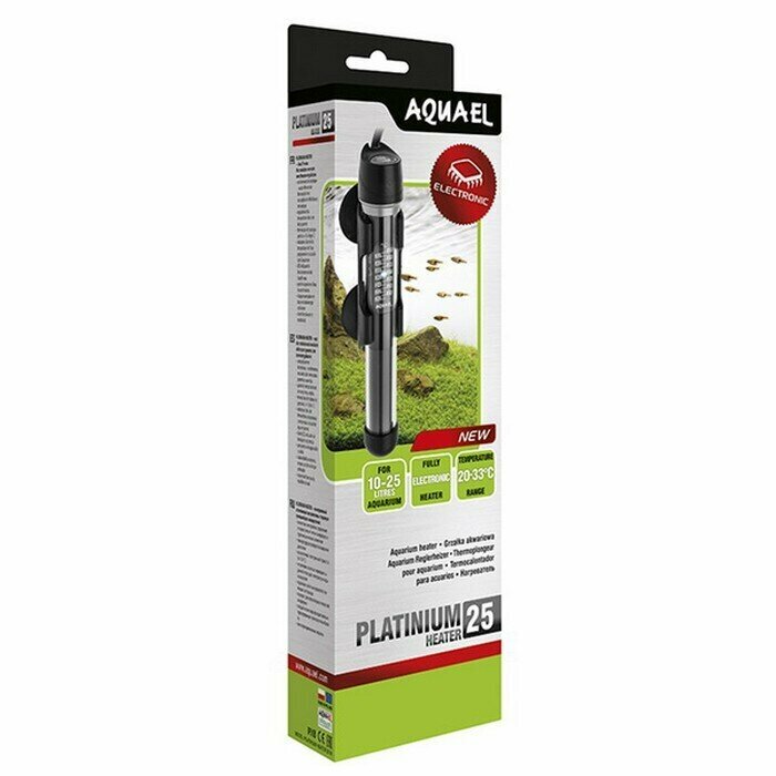 Нагреватель воды для аквариума, AQ, PLATINUM Heater, 25W, стеклянный, регулируемый, 1 шт.