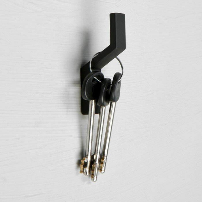 Крючок мебельный CAPPIO, однорожковый, цвет черный - фотография № 2