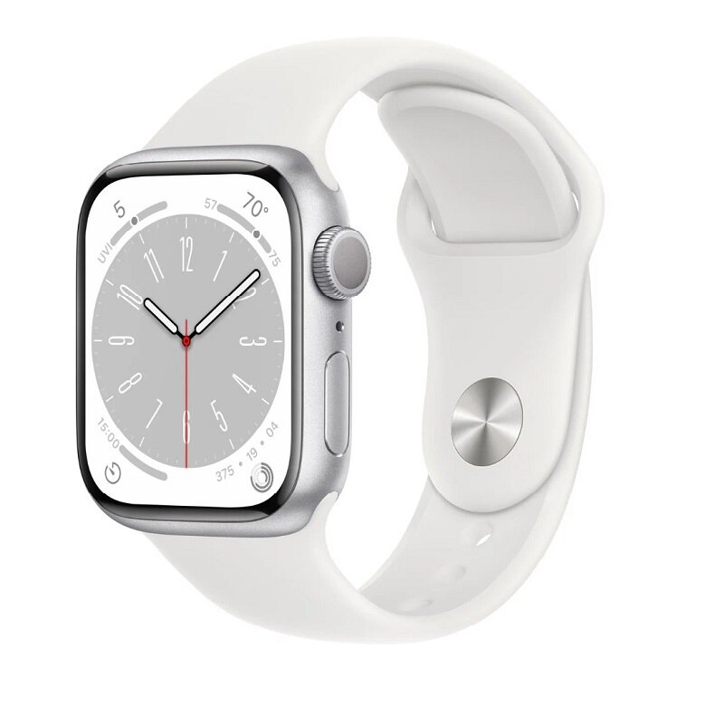 Смарт-часы Apple Watch S8 45mm / R / Silver Aluminium Case/White Sport Band MP6N3ZP/A