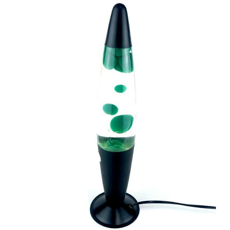 Подарки Лава лампа с черным основанием и зеленым воском (34,5 см) - фотография № 1