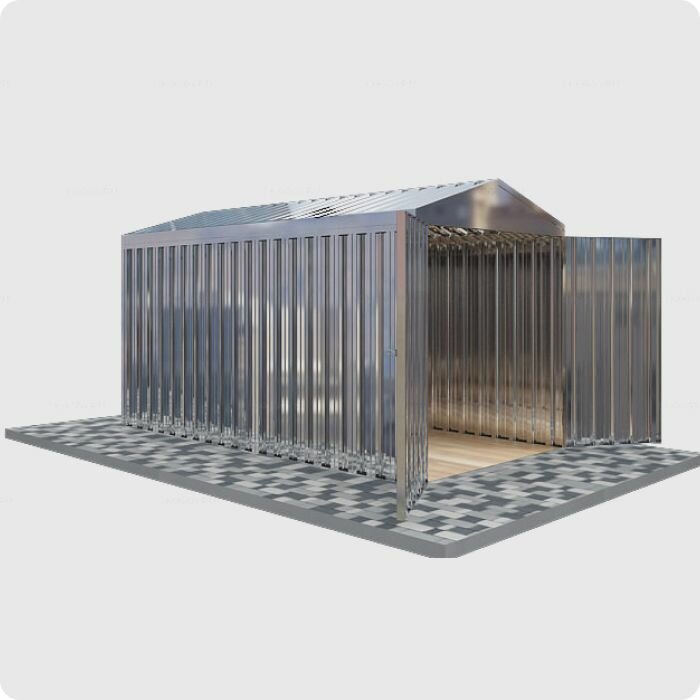 Хозблок металлический SKOGGY 4м, с двухскатной крышей, торцевой дверью и полом - фотография № 9