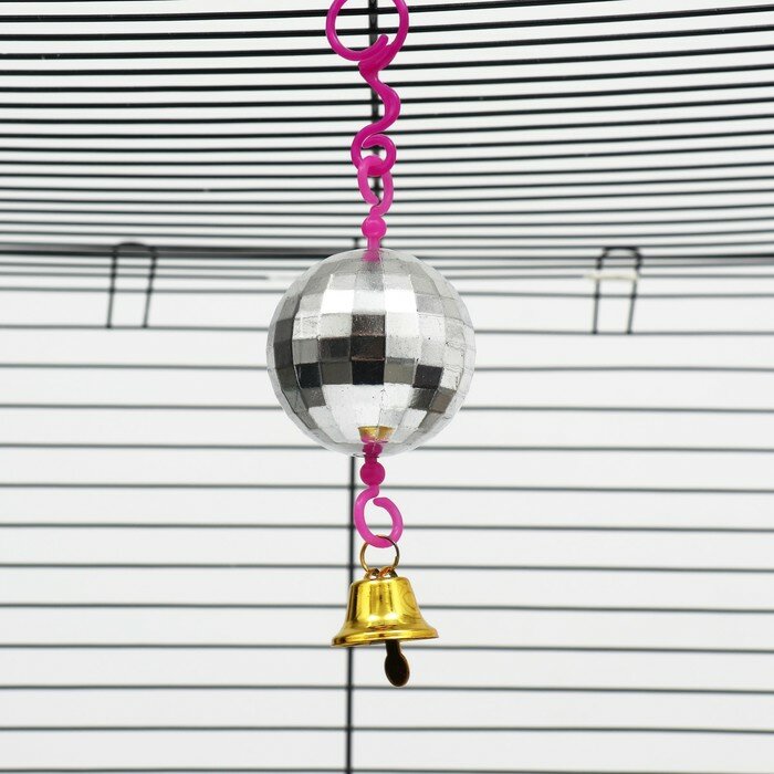 Игрушка "Диско-шар" с колокольчиком, 15 см, d 5.2 см - фотография № 2