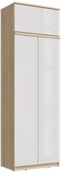 Челси Шкаф 2-х створчатый платяной + антресоль к шкафу 800 (Белый глянец, Дуб Сонома)
