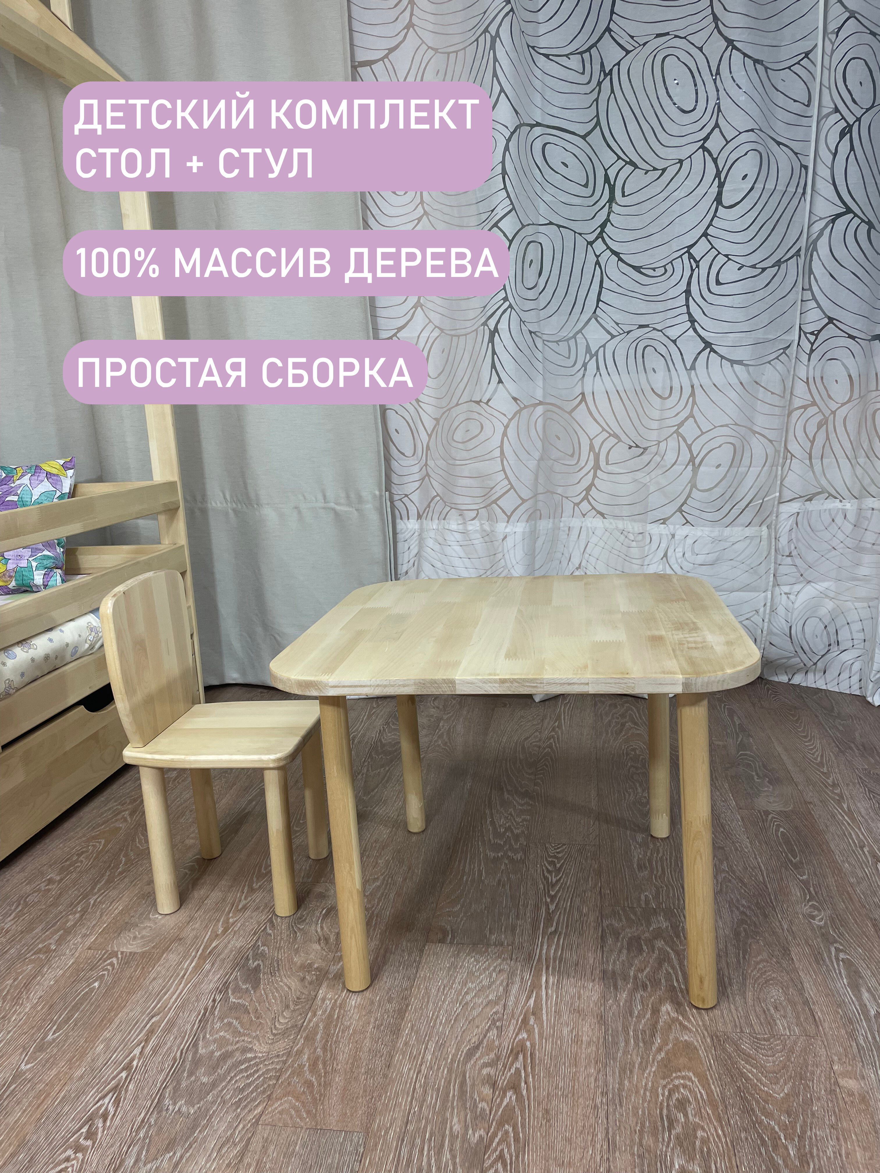 Детский квадратный стол и стул - комплект детской мебели - фотография № 1